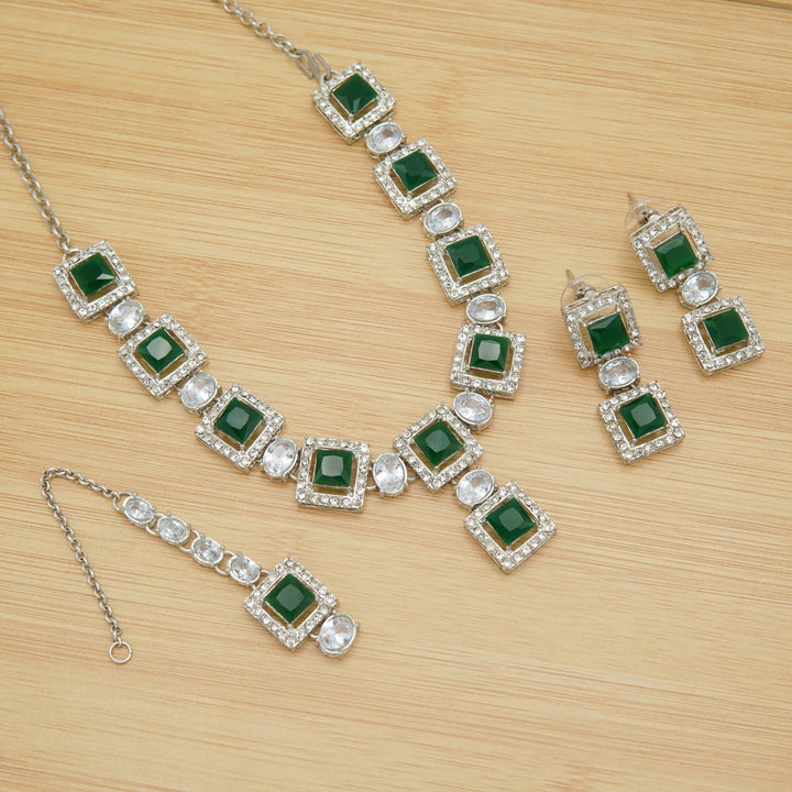 Silver Tone Doublets Zircones Necklace Sets - tlmjewels