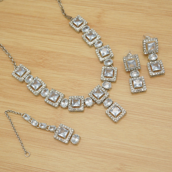 Silver Tone Doublets Zircones Necklace Sets - tlmjewels