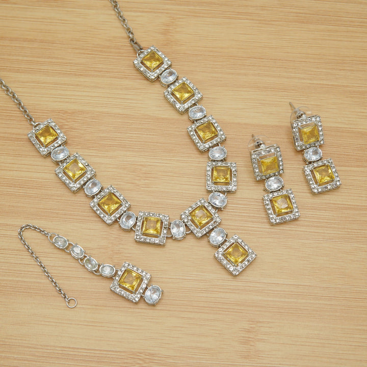 Silver Tone Doublets Zircones Necklace Sets - tlmjewels