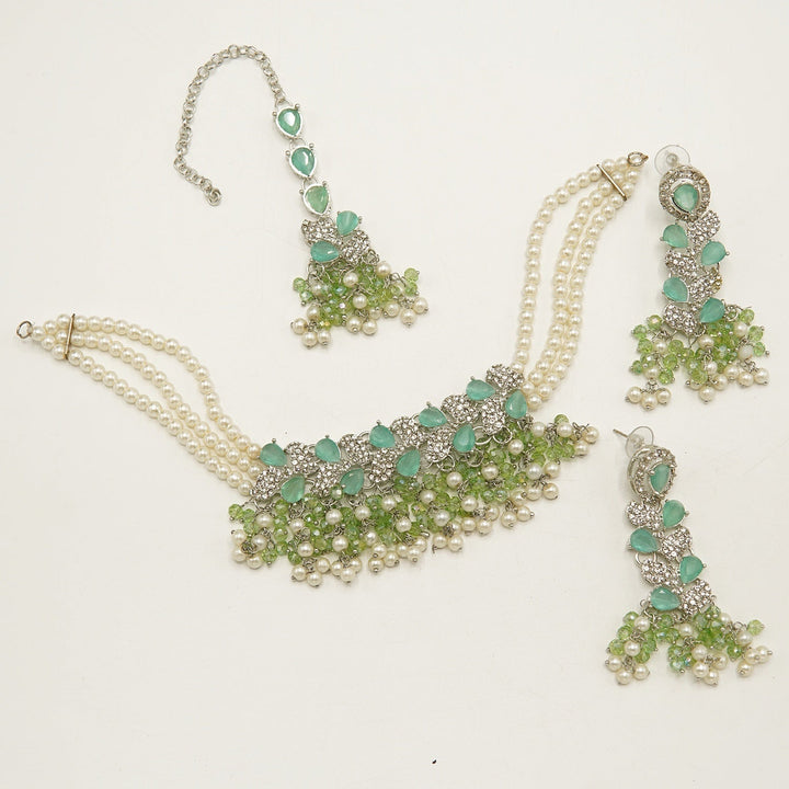 Sparking Zircones Choker Set - tlmjewels