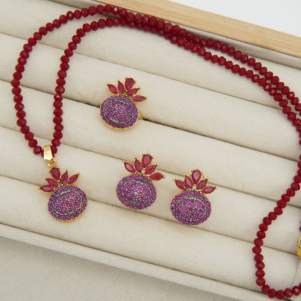 Strawberry Look Diamond Cut Zircones Combo Set - tlmjewels