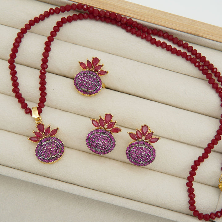 Strawberry Look Diamond Cut Zircones Combo Set - tlmjewels