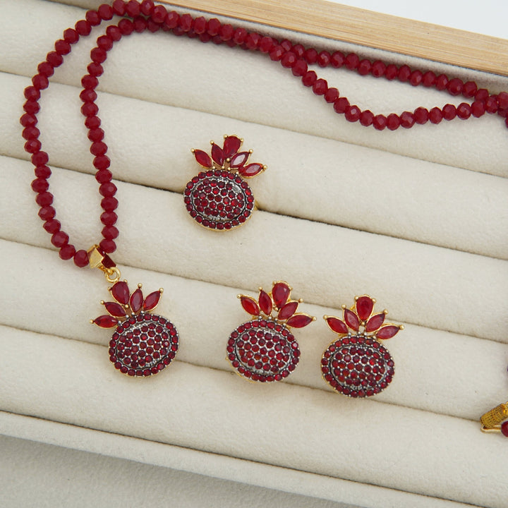 Strawberry Look Diamond Cut Zircones Combo Set - tlmjewels