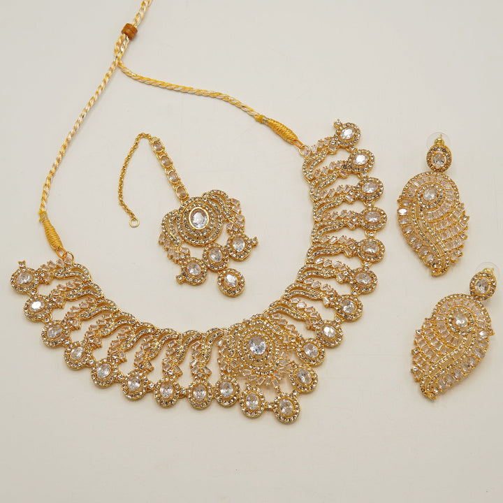 Tapers And Zircones Semi Bridal Necklace - tlmjewels