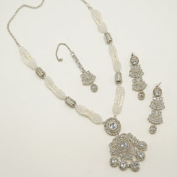Tapers Zircones Silver Mala Set - tlmjewels