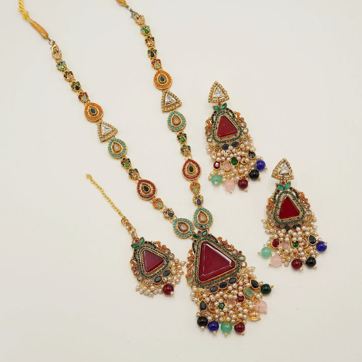 Triangular Gem Stone Mala Set - tlmjewels