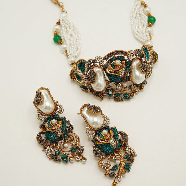 Turkish Floral Half Choker Set - tlmjewels