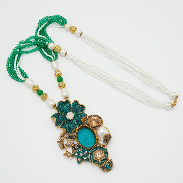 Turkish M.O.P Full Stones Big Pendant Mala - tlmjewels