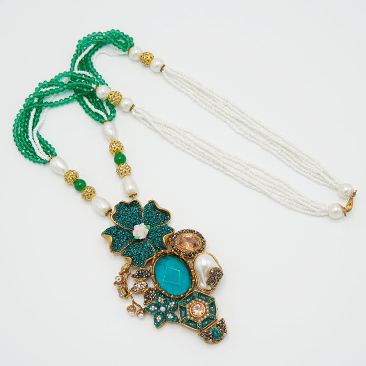 Turkish M.O.P Full Stones Big Pendant Mala - tlmjewels