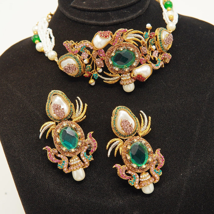 Turkish Mother Of Pearl Designer Choker Set - tlmjewels