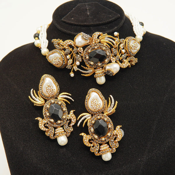 Turkish Mother Of Pearl Designer Choker Set - tlmjewels