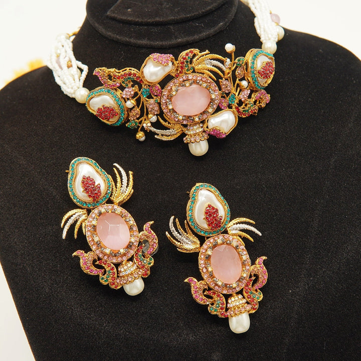 Turkish Mother Of Pearl Designer Choker Set - tlmjewels