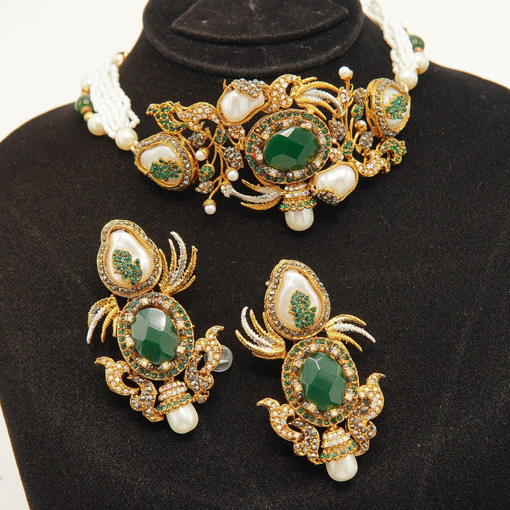 Turkish Mother Of Pearl Designer Choker Set - tlmjewels