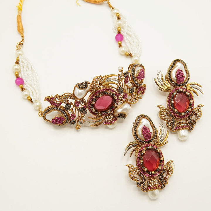Turkish Mother Of Pearl Designer Choker Set - tlmjewels