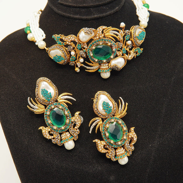 Turkish Mother Of Pearl Designer Choker Set - tlmjewels
