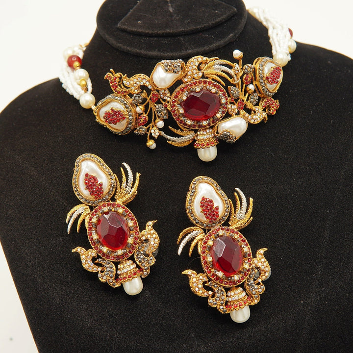 Turkish Mother Of Pearl Designer Choker Set - tlmjewels