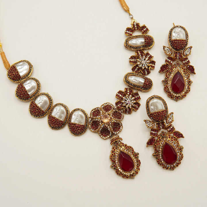 Turkish Mother Of Pearl Designer Necklace Set - tlmjewels