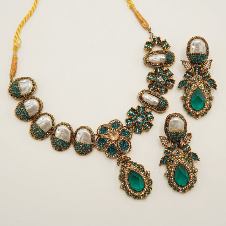 Turkish Mother Of Pearl Designer Necklace Set - tlmjewels