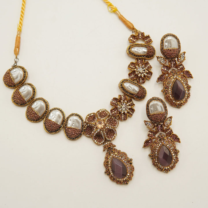 Turkish Mother Of Pearl Designer Necklace Set - tlmjewels