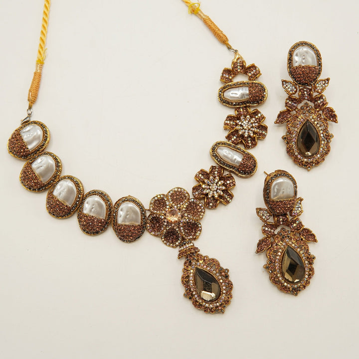 Turkish Mother Of Pearl Designer Necklace Set - tlmjewels