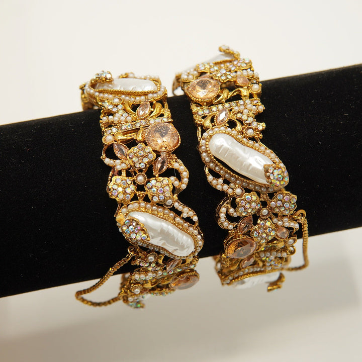 Turkish Mother Of Pearls Antique Kangans Pair - tlmjewels