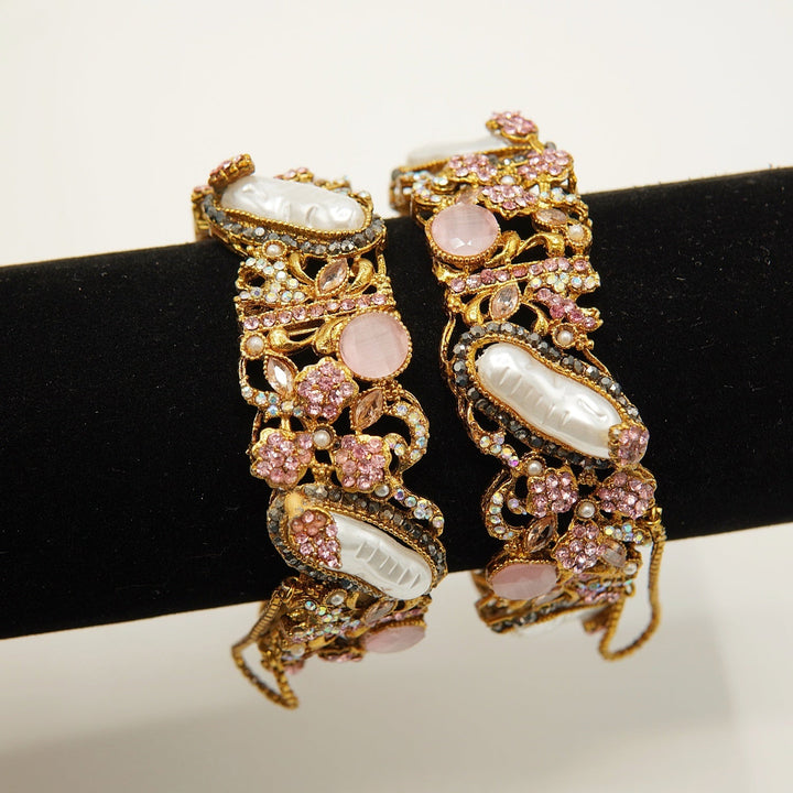 Turkish Mother Of Pearls Antique Kangans Pair - tlmjewels