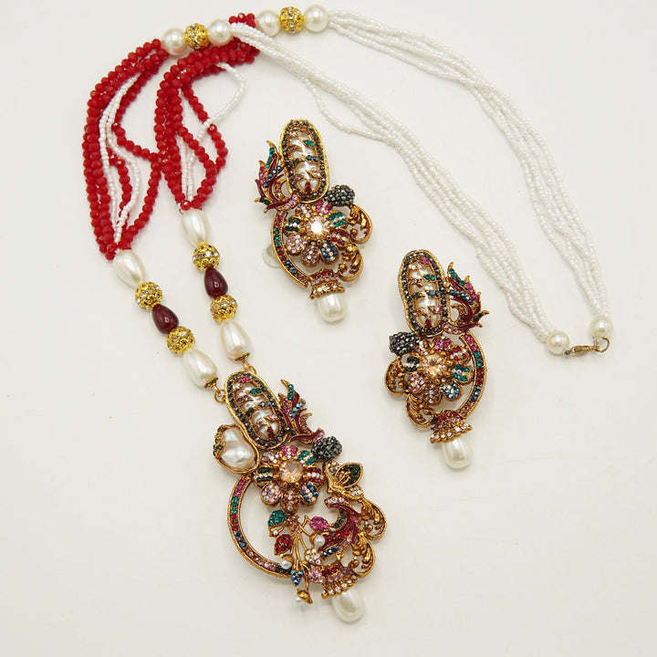 Turkish Multi Colored M.O.P Pendant Mala Set - tlmjewels
