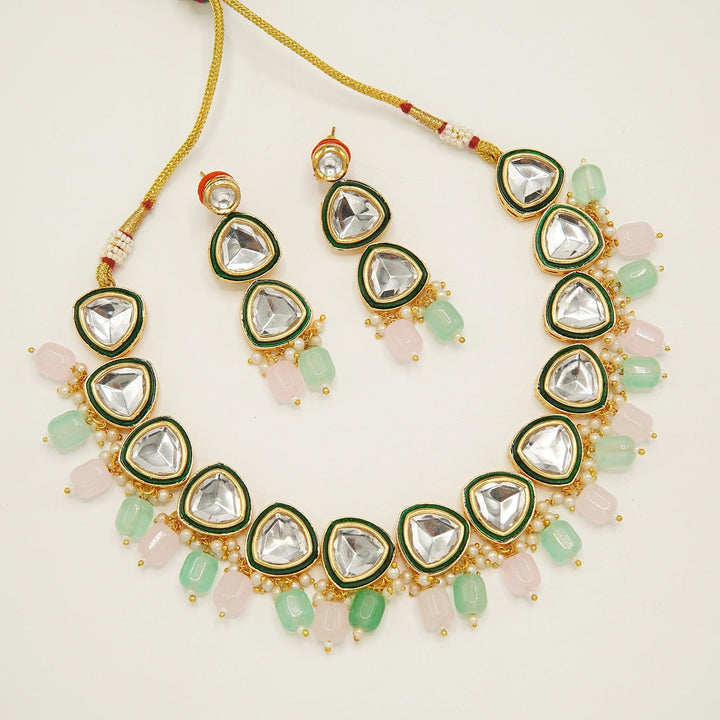 Uncut Triangle Stones Necklace Set - tlmjewels