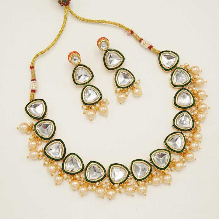 Uncut Triangle Stones Necklace Set - tlmjewels