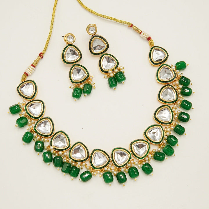 Uncut Triangle Stones Necklace Set - tlmjewels