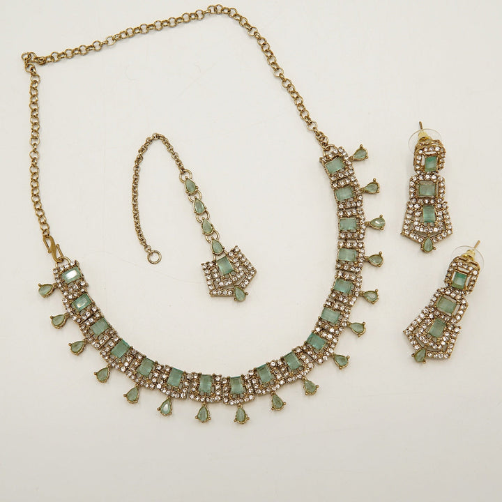 Vintage Antique Tone Zircones Necklace - tlmjewels