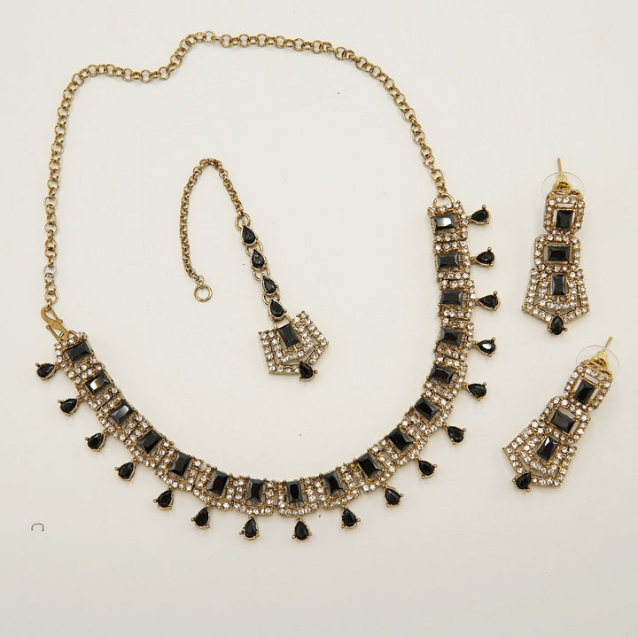 Vintage Antique Tone Zircones Necklace - tlmjewels