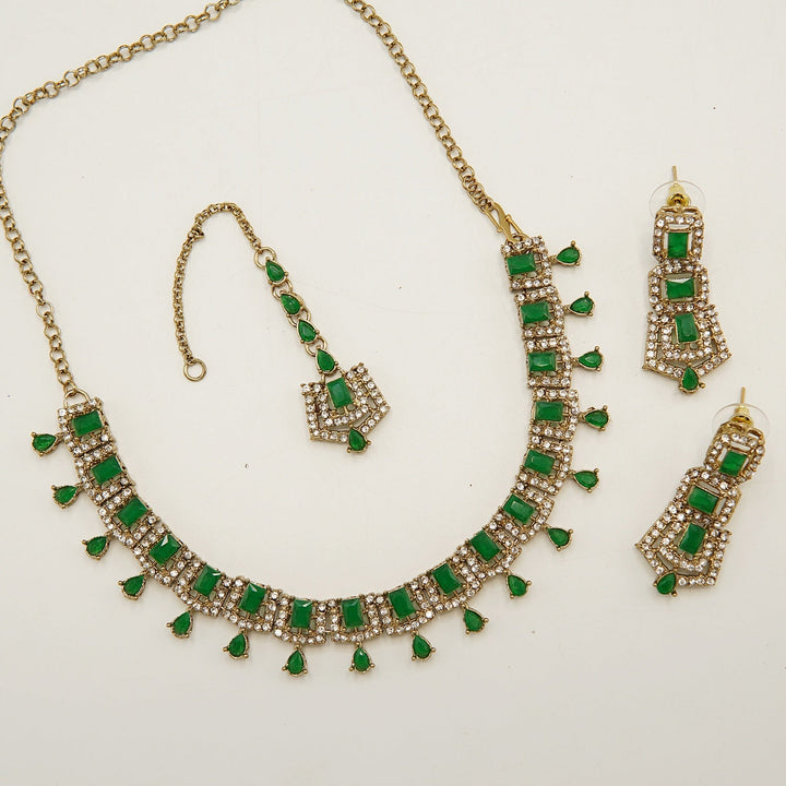 Vintage Antique Tone Zircones Necklace - tlmjewels