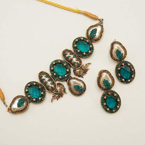 Zinc Designer Mother Of Pearl Choker Set - tlmjewels