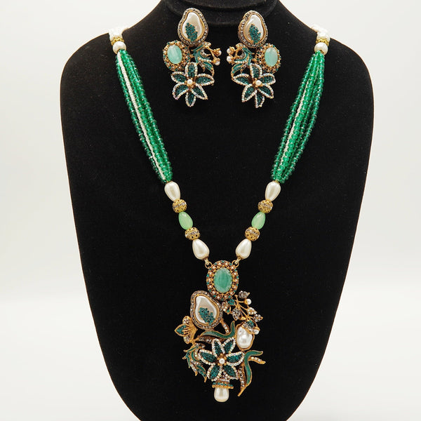 Zinc Party Wear Mother Pearl Mala Set - tlmjewels