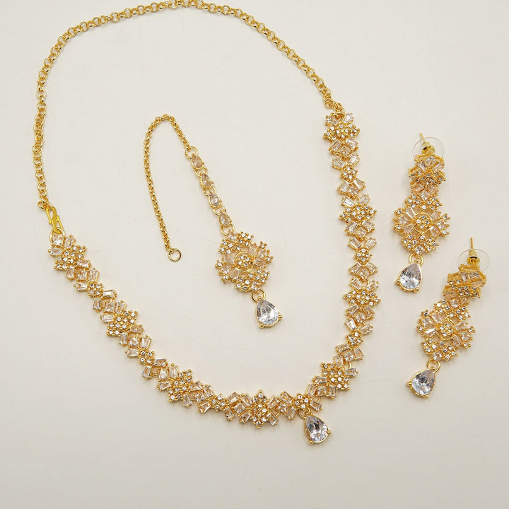 Zircone And Tapers Party Wear Necklace Set - tlmjewels