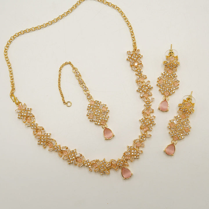 Zircone And Tapers Party Wear Necklace Set - tlmjewels