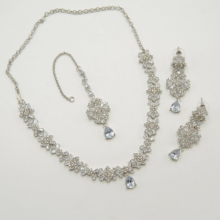 Zircone And Tapers Party Wear Necklace Set - tlmjewels