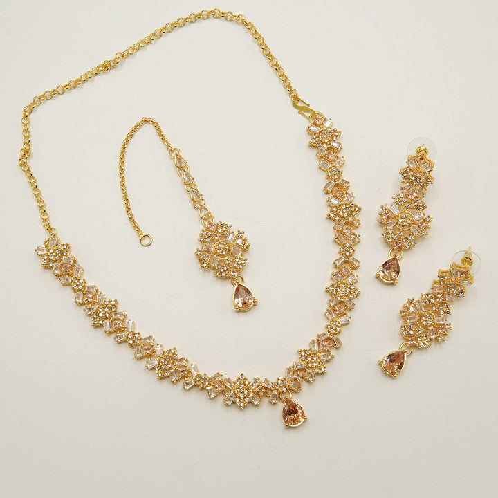 Zircone And Tapers Party Wear Necklace Set - tlmjewels
