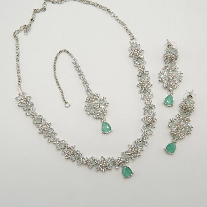 Zircone And Tapers Party Wear Necklace Set - tlmjewels