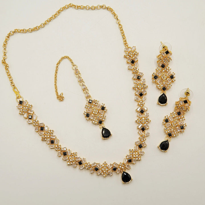 Zircone And Tapers Party Wear Necklace Set - tlmjewels