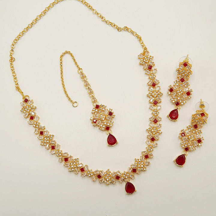 Zircone And Tapers Party Wear Necklace Set - tlmjewels