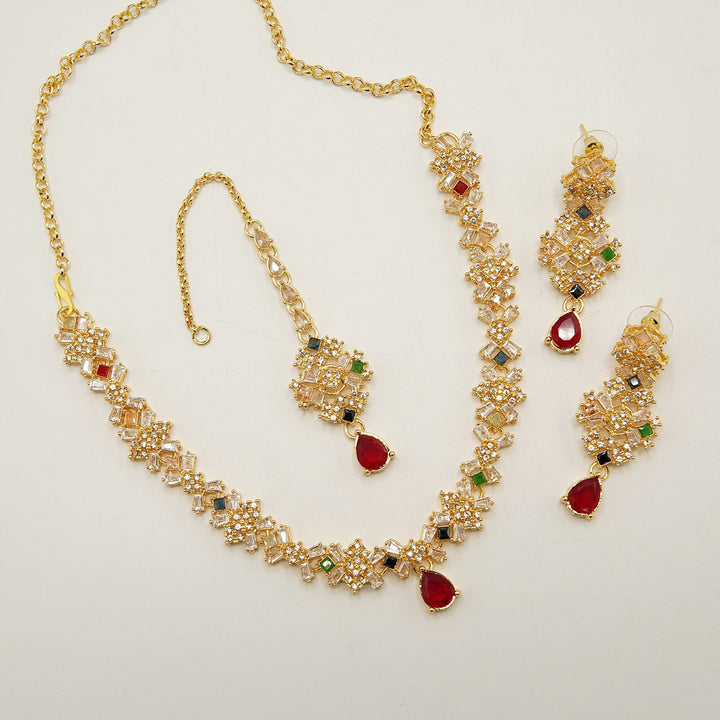 Zircone And Tapers Party Wear Necklace Set - tlmjewels