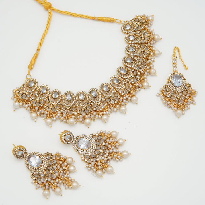 Zircone Semi Bridal Necklace Set - tlmjewels