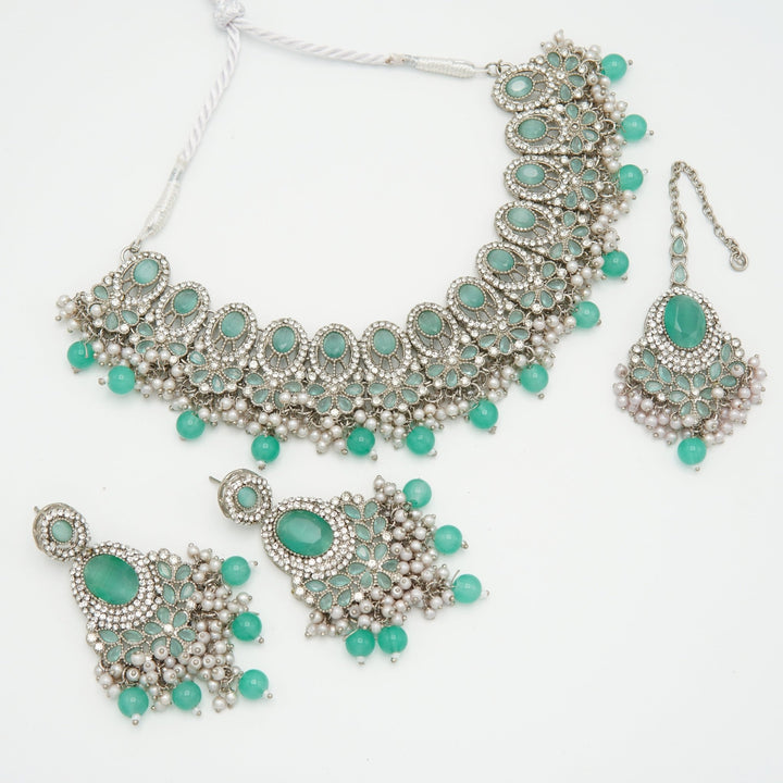 Zircone Semi Bridal Necklace Set - tlmjewels