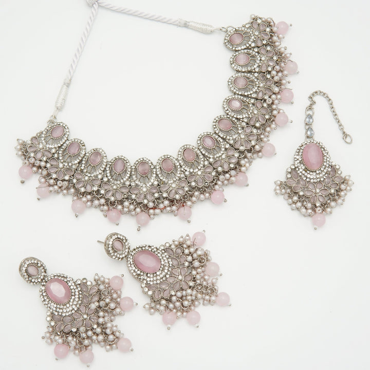Zircone Semi Bridal Necklace Set - tlmjewels
