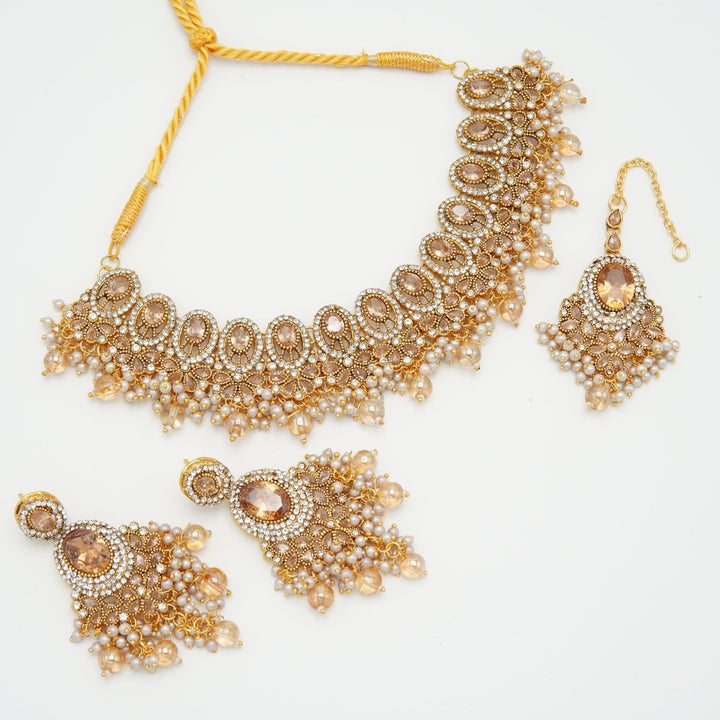 Zircone Semi Bridal Necklace Set - tlmjewels