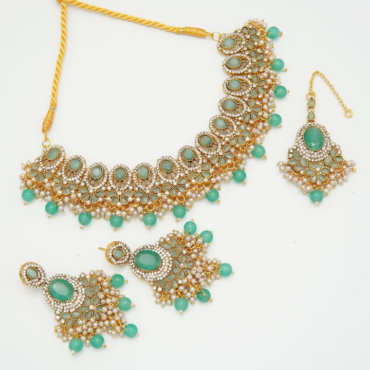Zircone Semi Bridal Necklace Set - tlmjewels