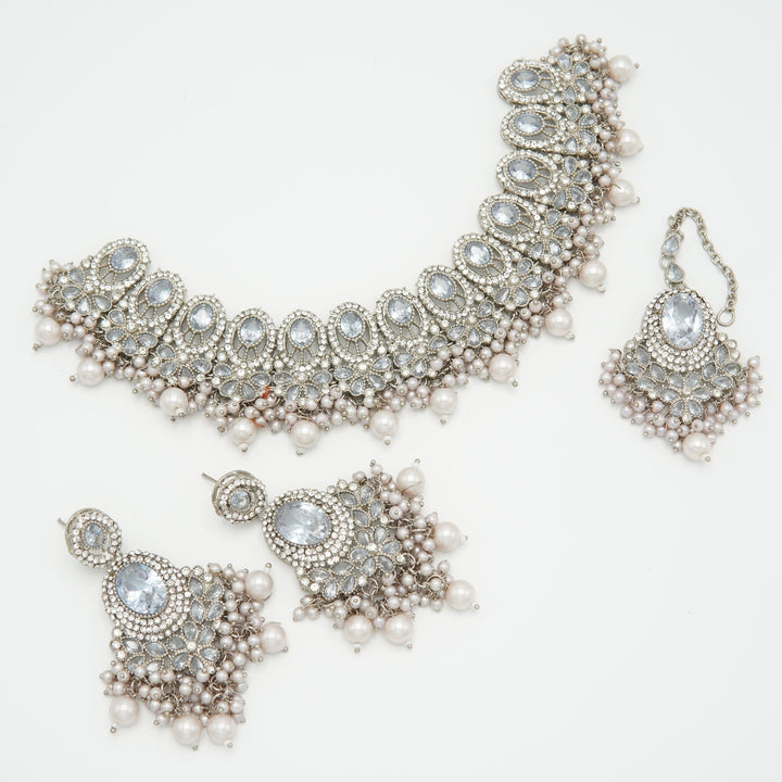 Zircone Semi Bridal Necklace Set - tlmjewels