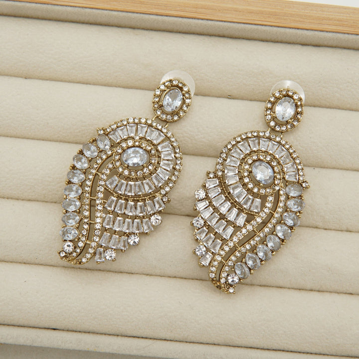 Zirconers Tapers Antique Tone Earrings - tlmjewels